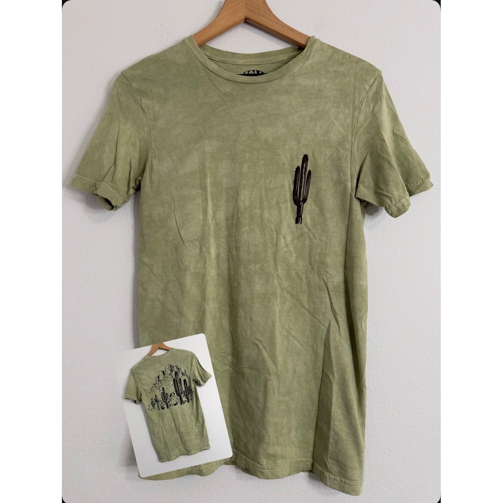 Call Your Mother - Men's‎ Desert Graphic Tee Green Acid Wash Size Small